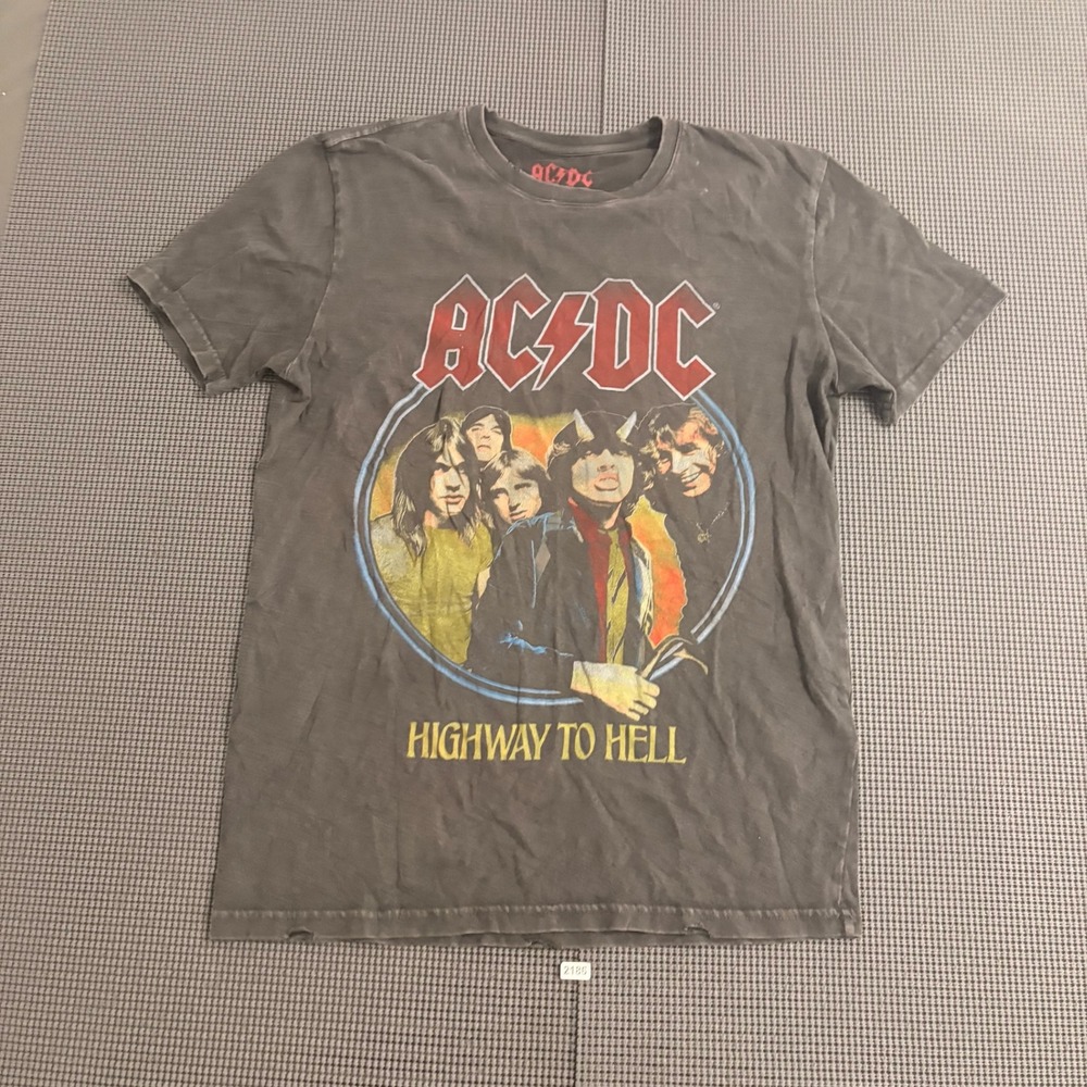 Lucky Brand AC/DC Highway To Hell 1979 Tour Graphic T-Shirt Mens Small Gray